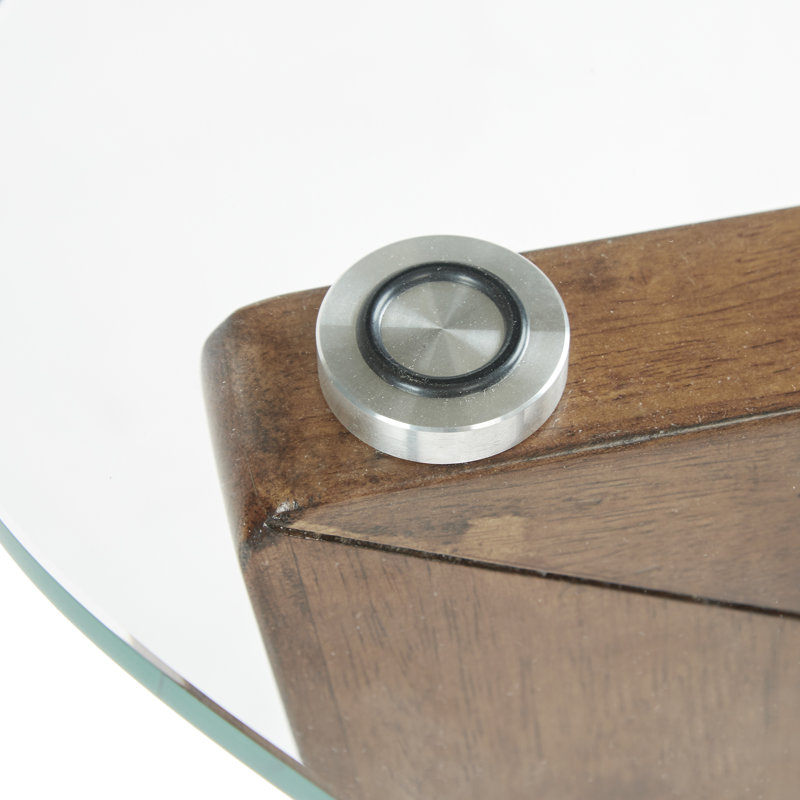 Wade Logan® Menasha Triangular Glass Top Wood Frame Coffee Table